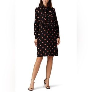 Tory Burch Black Polka Dot Printed Silk Ruffle Bow Dress Size 8 US $598